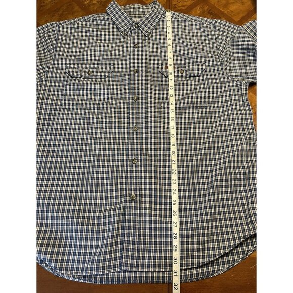 Vintage Carhartt Short Sleeve Men's Button Front 100% Cotton Shirt Plaid Size XL - Picture 8 of 9